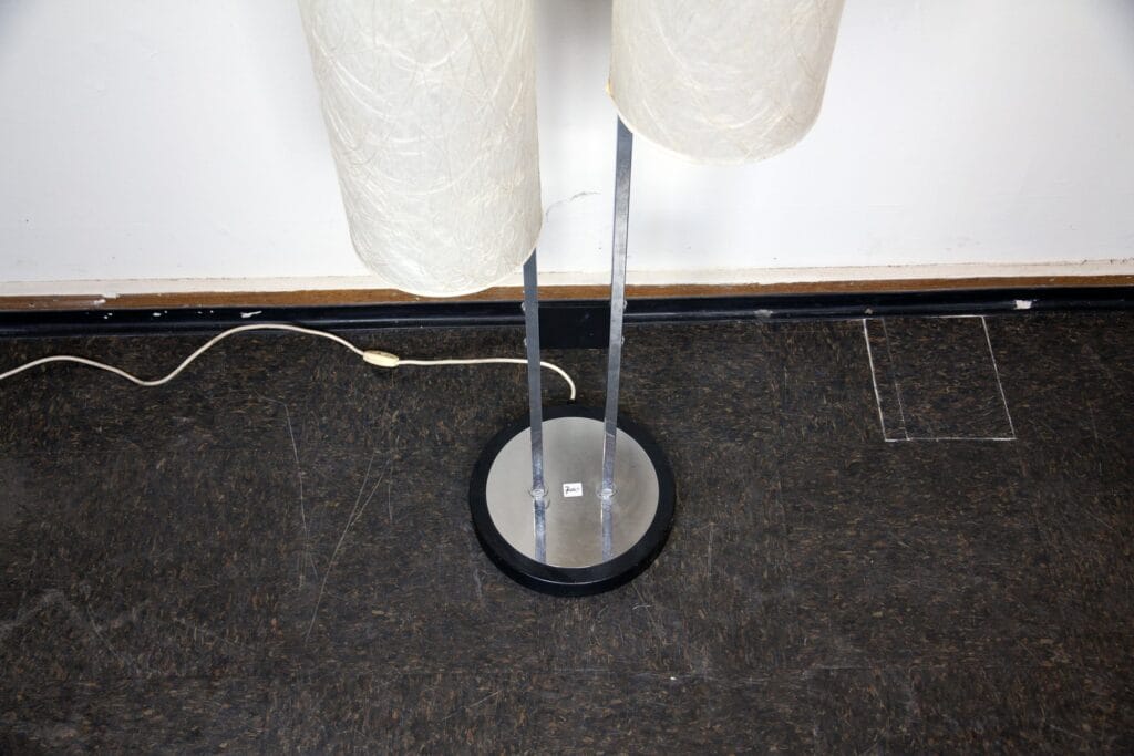Floor lamp made of paper and metal